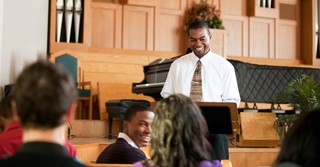 A pastor giving a sermon