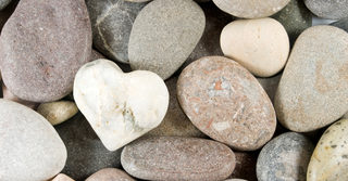 A heart shaped rock among other rocks