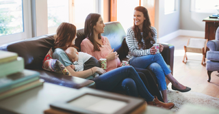 Mom friends in different stages of motherhood