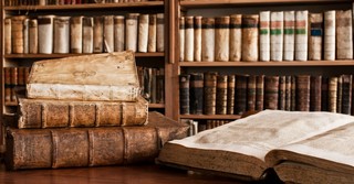 Old books in a library
