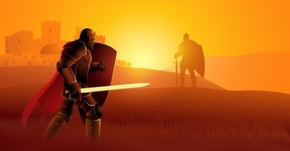 Illustration of knights in battle