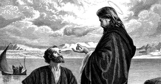 peter leaping from boat to see jesus, easter sunday