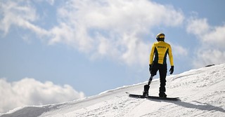 Paralympic skier on mountain snow athlete