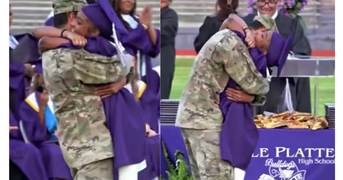 Soldier Surprises Daughter at Her High School Graduation, and it's So Sweet