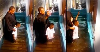 Excited 6-Year-Old 'Helps' The Pastor Baptize Him