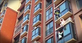 Firefighter Rescues Suicidal Woman From Side Of Building