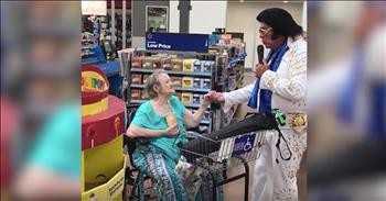 Elderly Woman Sings Duet With Elvis Impersonator In Walmart