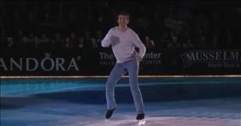 Ice Skater Performs To Classic Song 'Footloose'