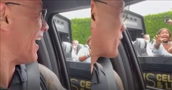 The Rock Pulls Up To Hollywood Tour Bus In His Neighborhood And Surprises Fans