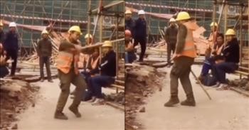 Construction Worker Shows Off Epic Dance Moves On The Job Site