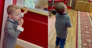 4-Year-Old Boy is Awestruck Visiting Santa's House in the North Pole
