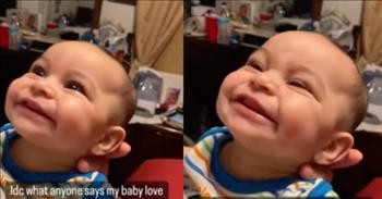 Baby Smiles As Mom Sings ‘Jesus Loves Me’