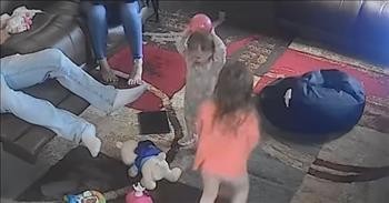 Security Camera Captures Epic Catch From Toddler Girl