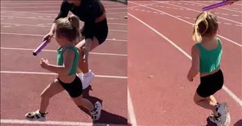 3-Year-Old's Hysterical Reaction Steals The Show During Relay Race