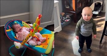 Toddler's Funny Response to Baby Sister's Crying Captivates 