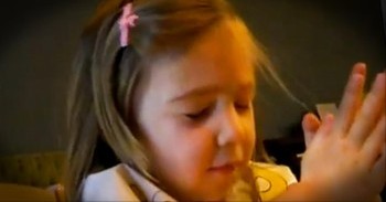Sweet Little Girl Thanks God for Pizza