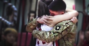 College Ball Player Gets Best Surprise from Her Military Brother - Tears!