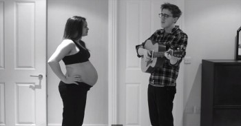 Adorable Dad Sings to His Growing Baby