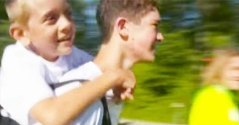 He May Be Carrying Little Brother Braden On His Back, But It's Braden Who's Doing The Lifting