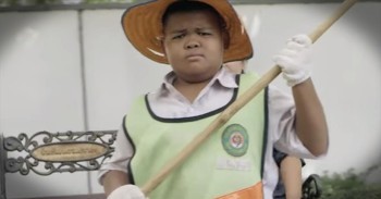 Emotional Story Shows Son Helping His Mother By Sweeping Garbage