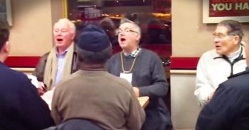 Elderly Men Sing Disney Classic In Local Restaurant