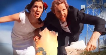 Couple Films Blockbuster Wedding Save The Date Video