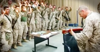 Group Of Marines Sing 'Lord, I Lift Your Name On High'