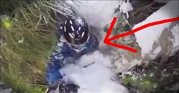 Dad Rescues Son After Falling Into Tree Well