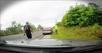Good Samaritan Helps Drivers When Their Car Catches Fire