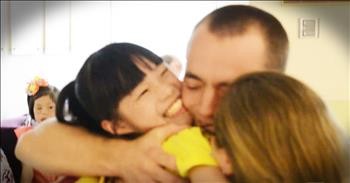 Couple Pick Up Their Adopted Daughter And Get Beautiful Welcome