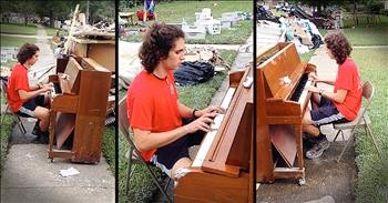 Teen Plays Piano Pulled Out Of Flood Waters
