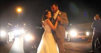 Bride And Groom Share First Dance On Freeway During Traffic Jam