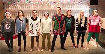 Family Of 8 In Christmas Sweaters Perform Dance