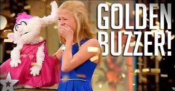Singing 12-Year-Old Ventriloquist Earns Golden Buzzer