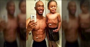 Dad Takes Photo With Son And Matching Feeding Tube Dad Takes Photo With Son And Matching Feeding Tube