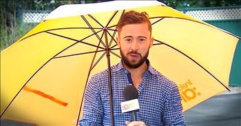 Weatherman Nearly Gets Blown Away