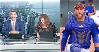 News Anchors Laugh At Funny Baseball Player