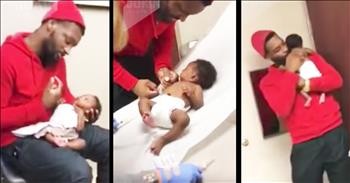 Dad Has Priceless Reaction To Son's Shots