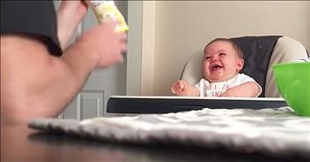 Baby Cannot Stop Laughing After Dad Keeps Dropping Stuff