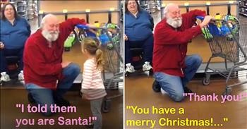 Sweet Girl Finds Santa Shopping At Walmart