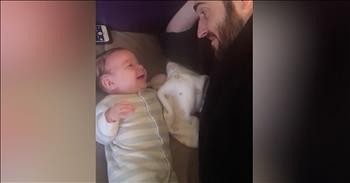 12-Week-Old Says Hello To Daddy
