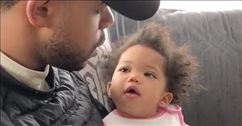 Daddy Helps Teach Baby Girl Manners