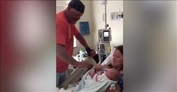 Grandpa Meets First Grandson After All Girls