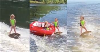 3-Year-Old Girl Is A Natural Water Skier And Loves Being On The Water