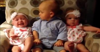 Hysterical Moment That Confused Baby Meets Twins