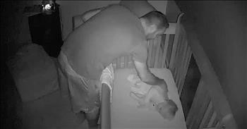 Baby Fools Dad By Pretending To Be Asleep