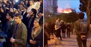 Crowd Sings 'Ave Maria' Outside Of Burning Notre Dame Cathedral