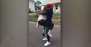 Dad Leaps Into Son's Arms After Receiving Surprise Truck