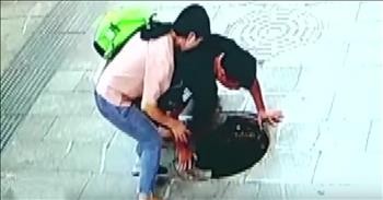 Father Rushes To Rescue 3-Year-Old Son Who Falls In Manhole