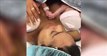 Newborn Twins Hold Hands At Birth
